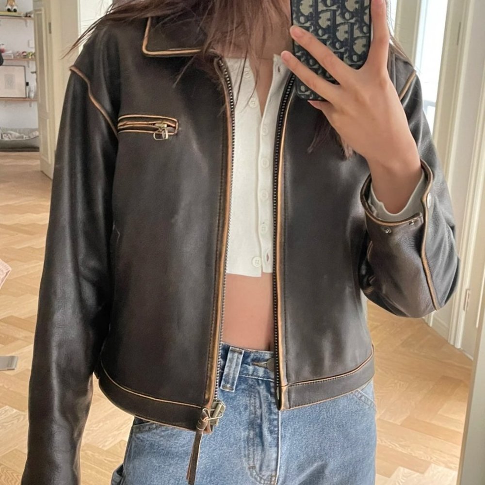 Theopen Product/Open YY brown leather jacket size 1